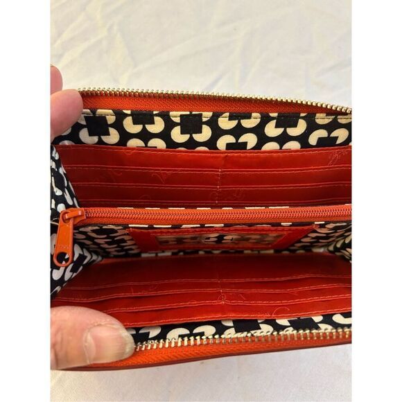 Vera Bradley leather zipper zips wallet 8x4.5" orange color - Picture 2 of 4